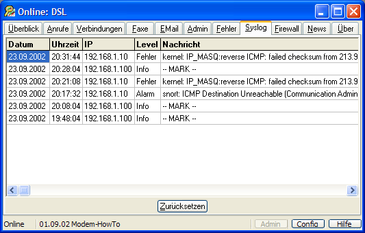 Syslog-Seite